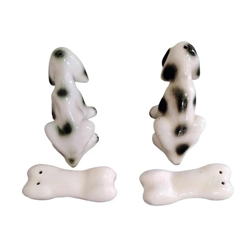 Vintage Japan Dog Salt & Pepper Shakers‎ Bone Stoppers Mid Century Ceramic